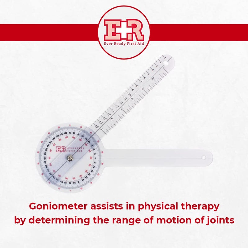Ever Ready First Aid Plastic 12"" Goniometer 360 Degree ISOM - Image 2